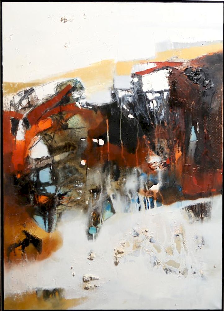 Appraisal: Abstract Expressionist Oil on Canvas Unsigned Winter Painting Abstract Expressionist