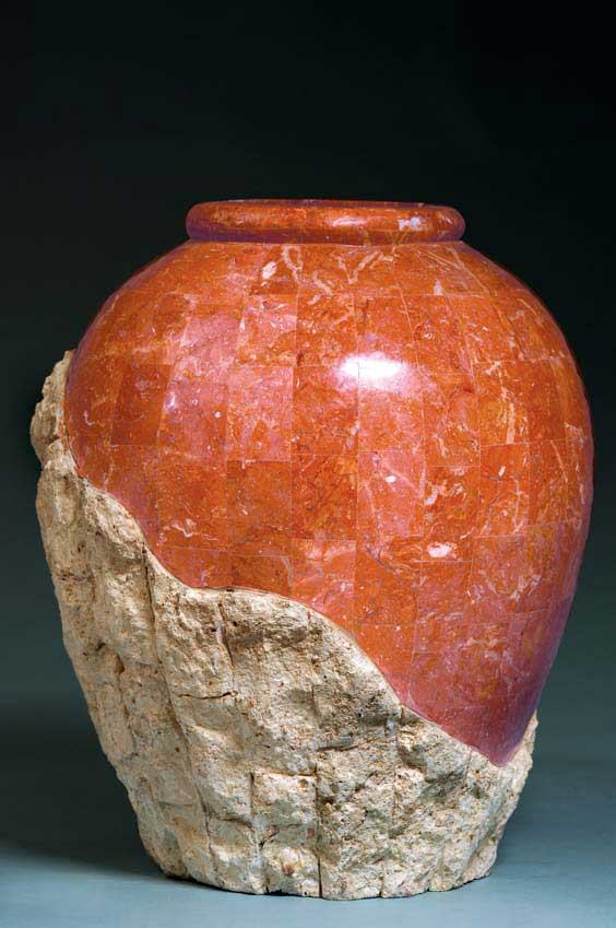 Appraisal: LARGE FOSSIL CORAL MARBLE VASE Philippines A vase composed of