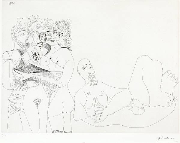 Appraisal: Pablo Picasso Spanish - Barbu fantasmant Femmes Homme et Homme