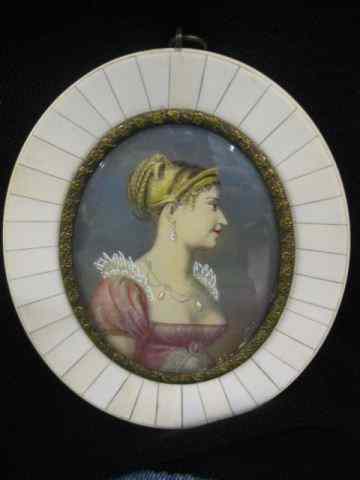 Appraisal: Miniature Painting on Ivory of a Lady fancydress jewelry oval