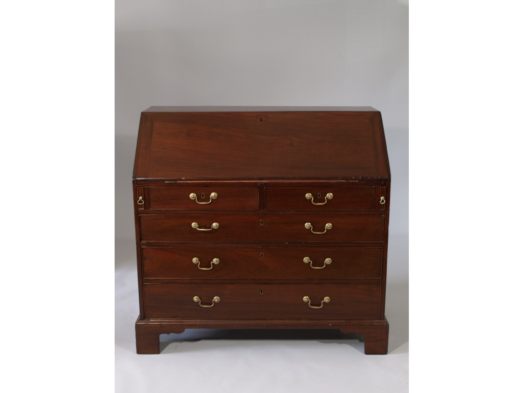 Appraisal: George III Slant Front Desk c mahogany oak secondary hinged