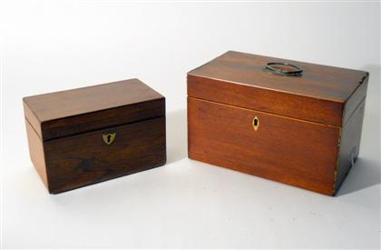 Appraisal: Two Victorian rosewood and mahogany tea caddies late th century