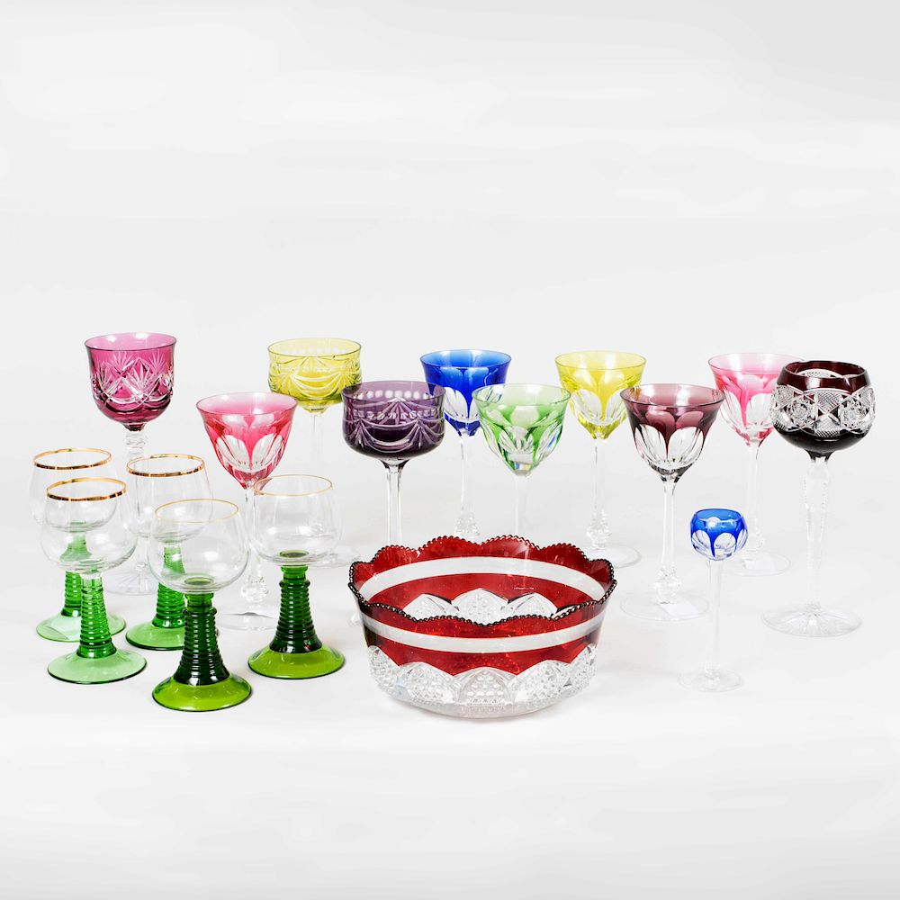 Appraisal: Group of Colored Cut Glass Stemware and Table Articles Various