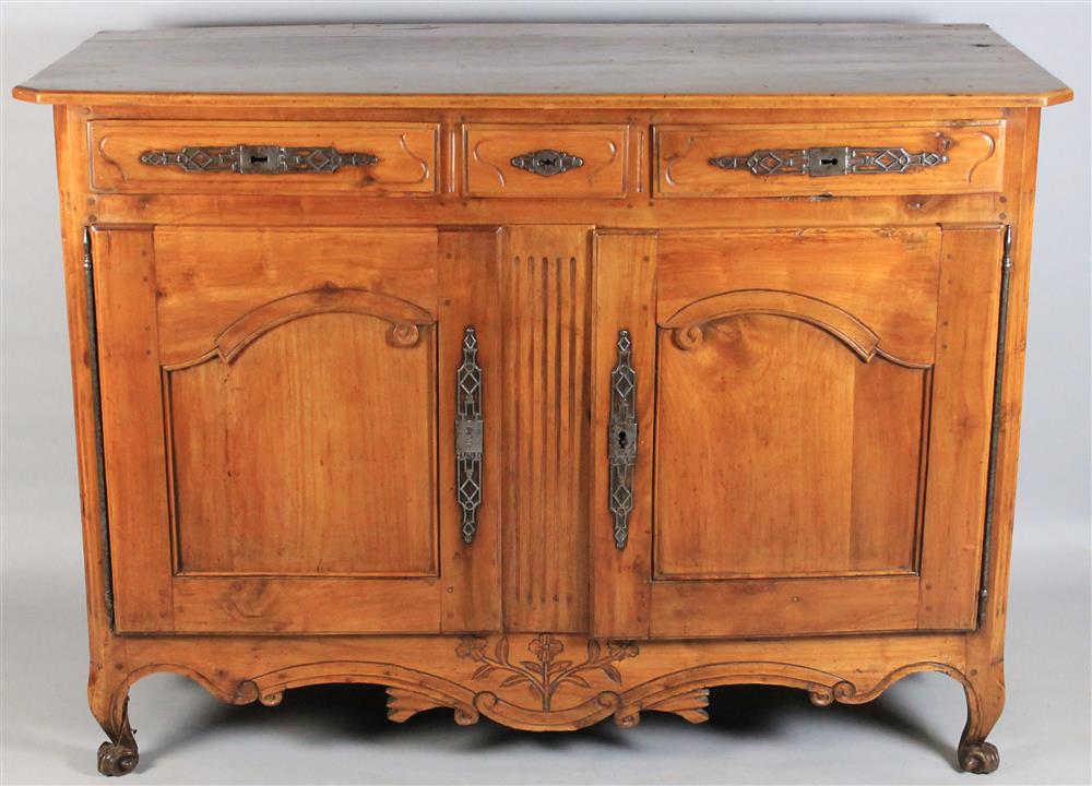 Appraisal: FRENCH PROVINICIAL LOUIS XV CHERRYWOOD BUFFET having a rectangular top