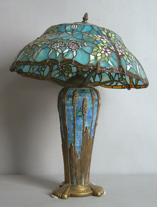 Appraisal: Leaded glass table lamp h