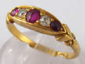 Appraisal: An antique hallmarked carat gold ruby and diamond ring ring