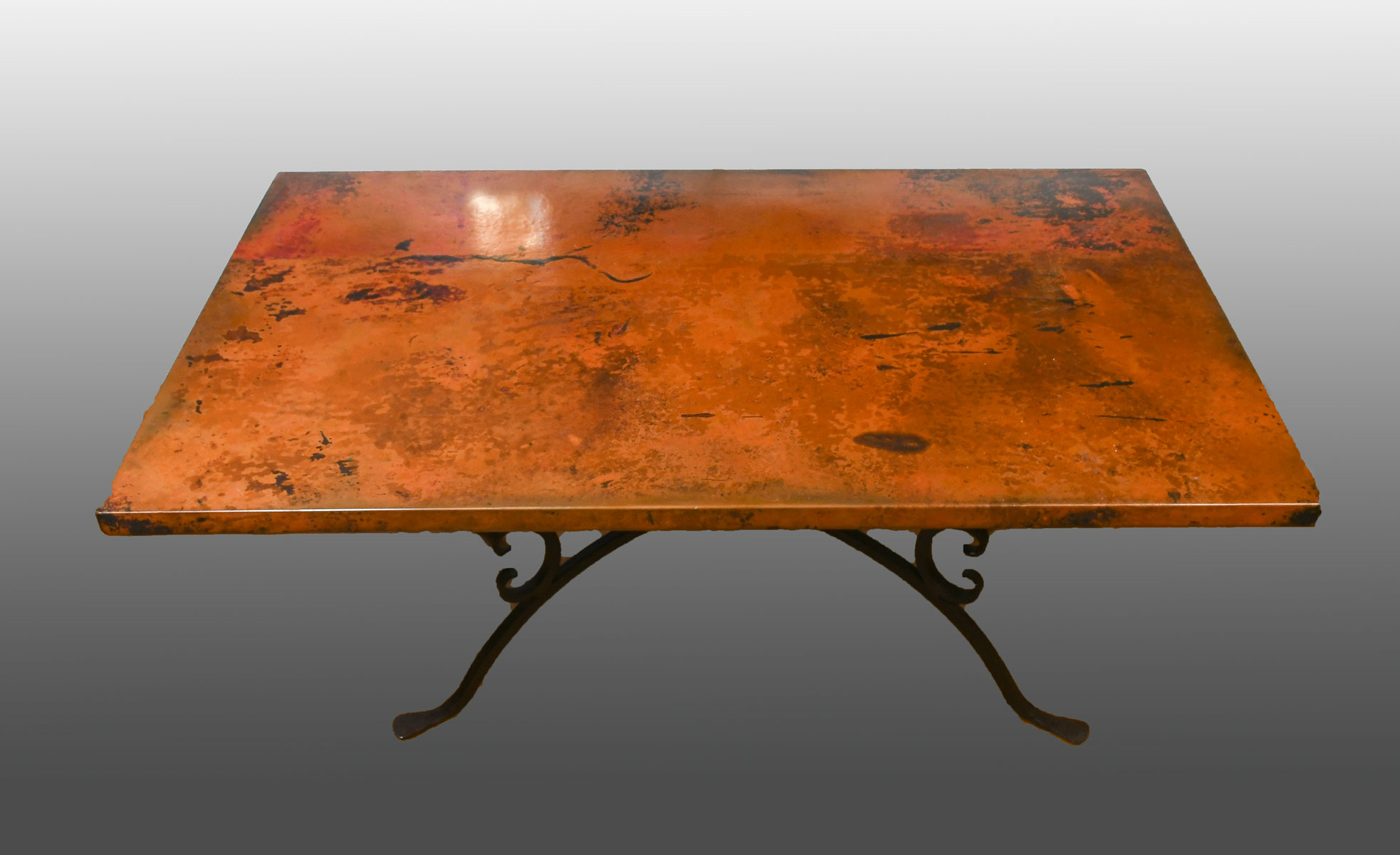 Appraisal: MEXICAN COPPER CLAD DINING TABLE Hammered copper clad dining table