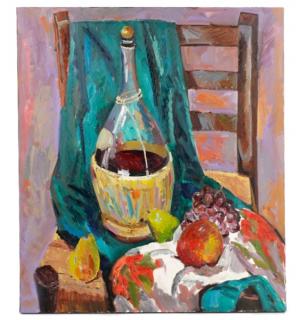 Appraisal: Dmitriy Proshkin Fruit Wine Still Life Oil Dimitry Proshkin Russian