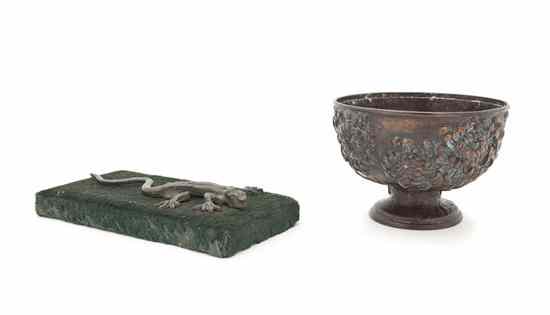 Appraisal: A Japanese Bronze Footed Bowl having raised peonies to the