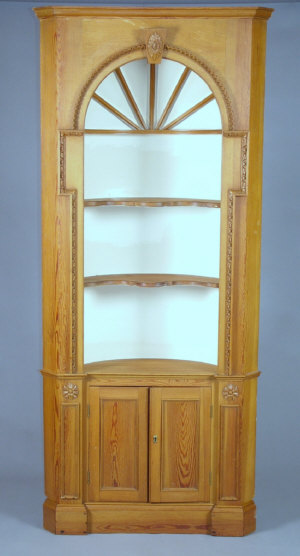 Appraisal: A Georgian style pine corner cupboard late th century the