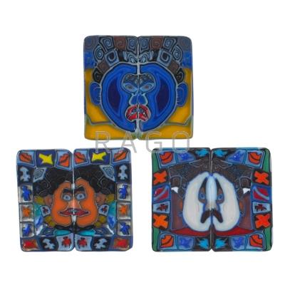 Appraisal: RICHARD RITTER b Three framed glass murrine book-matched plaques Bakersville