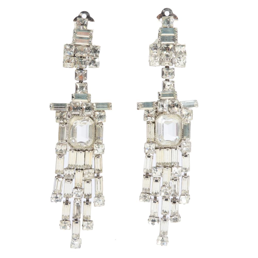 Appraisal: WILLIAM DELILLO HUGE DIAMANTE CHANDELIER EARRINGS H X WWilliam DeLillo