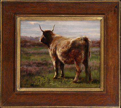 Appraisal: FRENCH SCHOOL LONG-HORNED STEER Oil on canvas relined x in