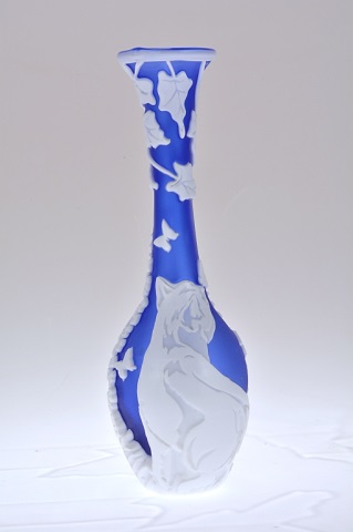 Appraisal: Pilgrim Cameo Glass Bottle Feline Flutter Pilgrim Cameo Glass Bottle