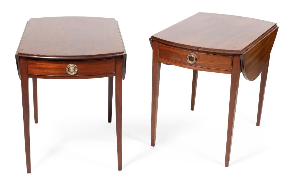 Appraisal: NEAR-MATCHING PAIR OF HEPPLEWHITE PEMBROKE TABLES POSSIBLY NEW YORK CIRCA