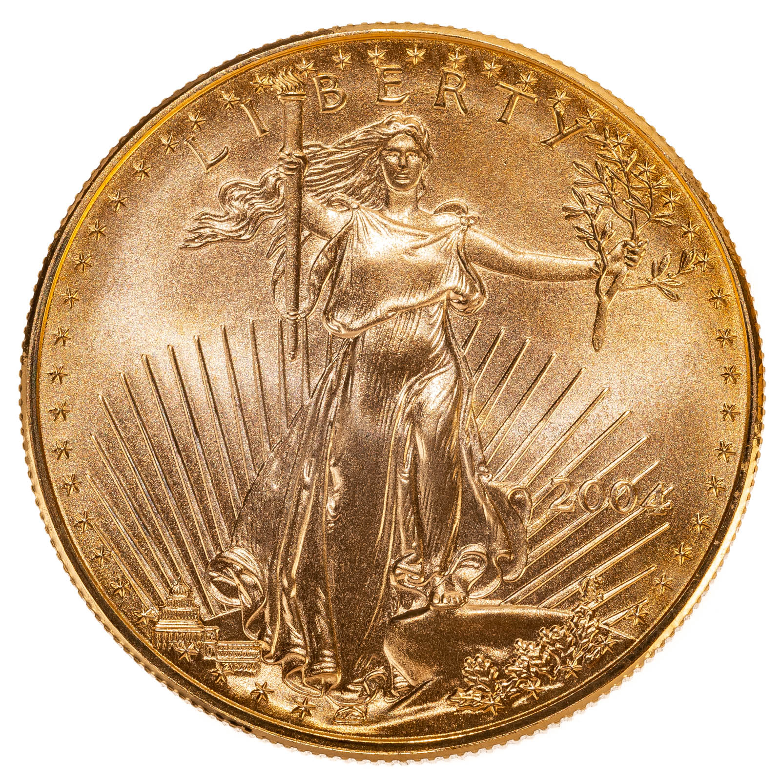 Appraisal: OUNCE GOLD AMERICAN EAGLE Fields and devices seem perfect on