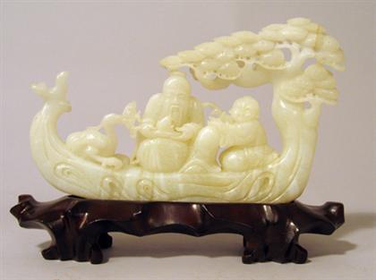 Appraisal: Chinese white jade model of a scholar and attendant grouping