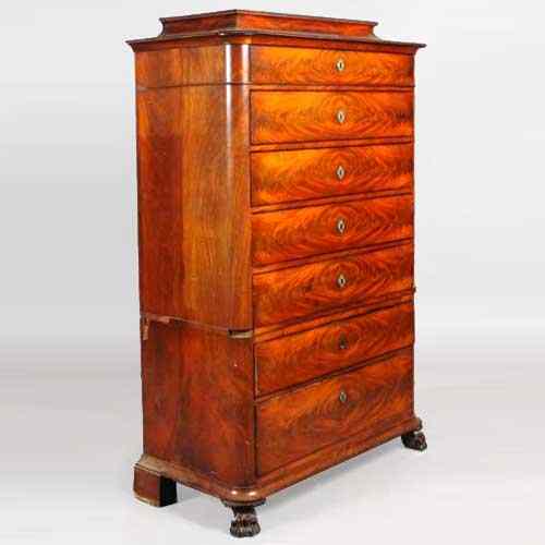 Appraisal: A Danish Christian VIII Figured Mahogany Gentleman's Chest of Drawers