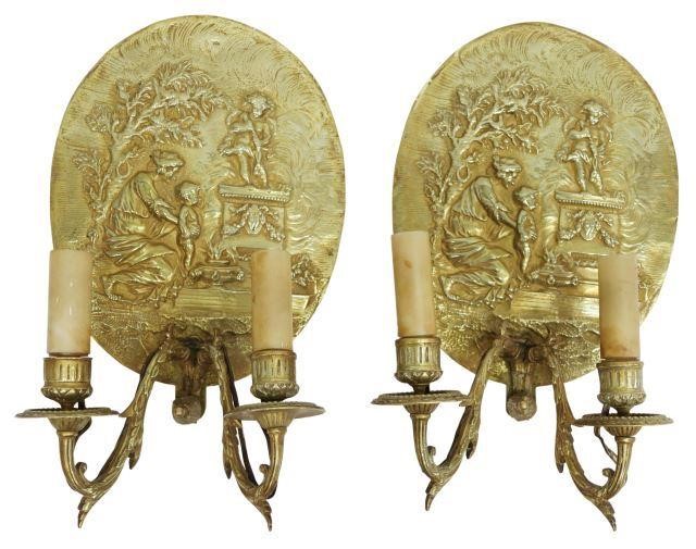 Appraisal: pair French Louis XV style gilt bronze wall sconces late