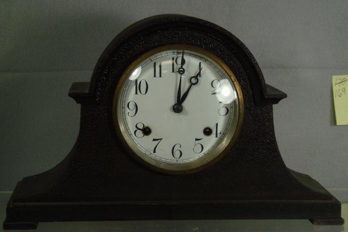 Appraisal: New Haven mahogany tambour clock t s runs strikes h