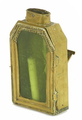 Appraisal: An early th century European brass travelling lamp the hinged