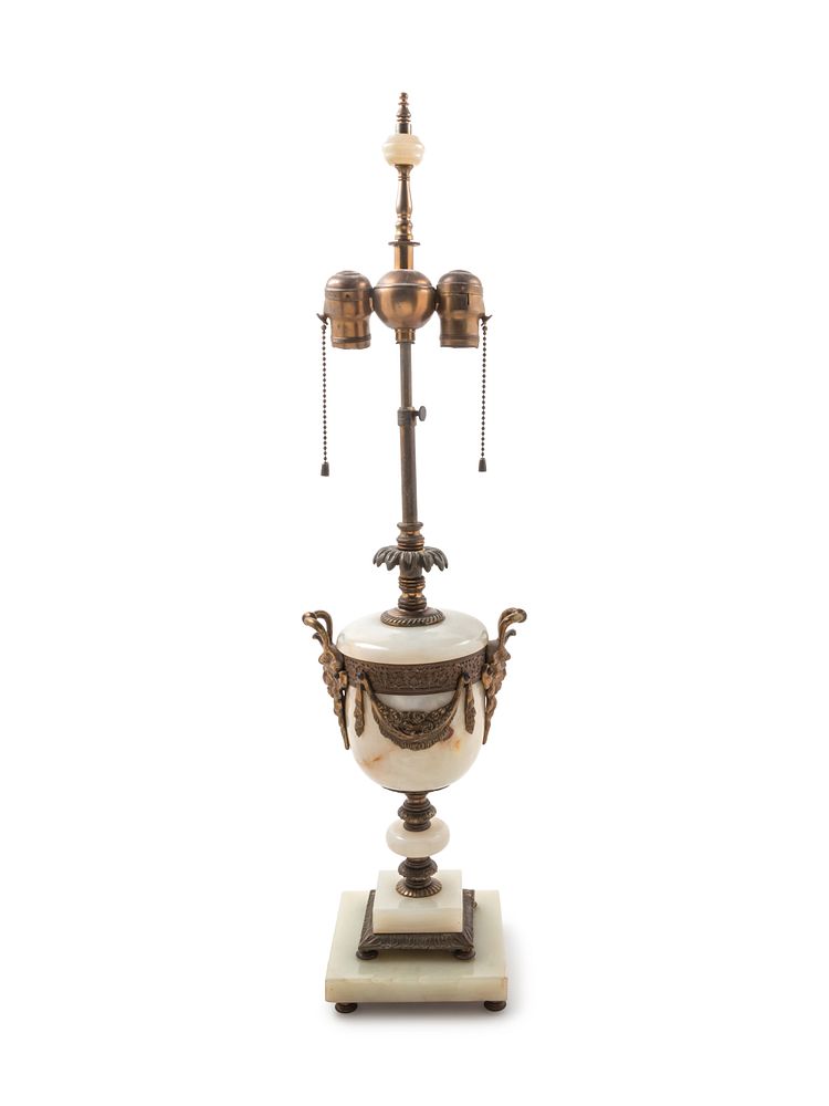 Appraisal: A Continental Gilt Metal Mounted Onyx Lamp A Continental Gilt