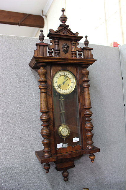 Appraisal: A WALNUT CASED VIENNA STYLE WALL CLOCK cm wide x