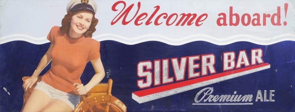 Appraisal: S TAMPA SILVER BAR ALE ADVERTISING SIGNScarce original vintage embossed