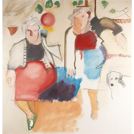 Appraisal: Larry Rivers American - Two Women with a Dog Estimate