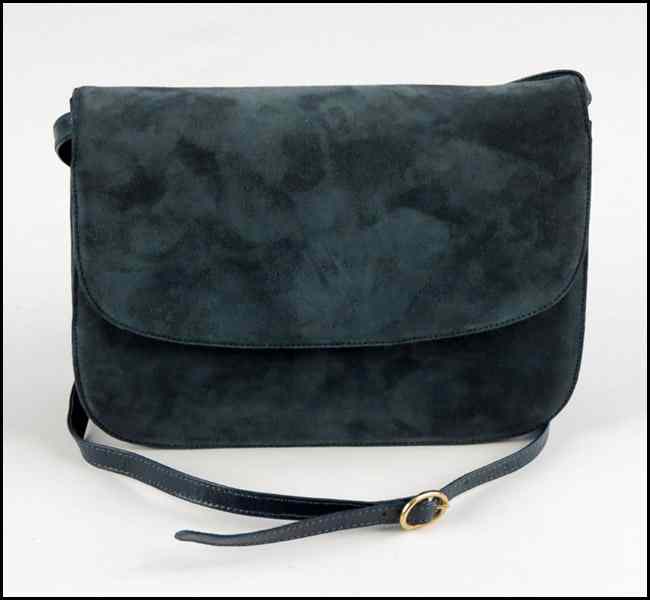 Appraisal: BALLY DARK TEAL SUEDE AND LEATHER HANDBAG '' x ''