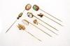 Appraisal: JEWELRY LOT - Collection of stickpins opal griffin clover cameo