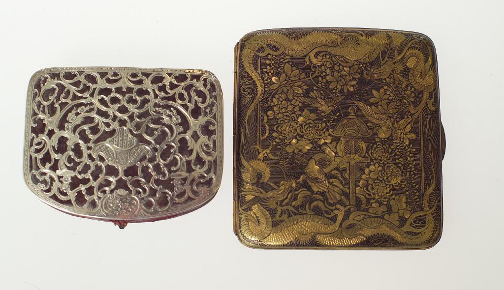 Appraisal: JAPANESE GILT-INLAID METAL CIGARETTE CASE profusely decorated to one side