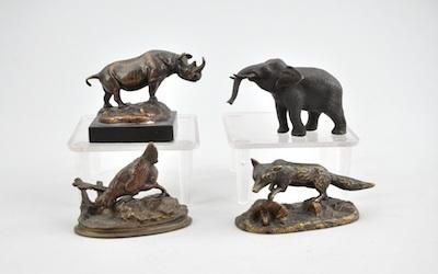 Appraisal: A Lot of Four Continental Miniature Bronzes Consisting of a