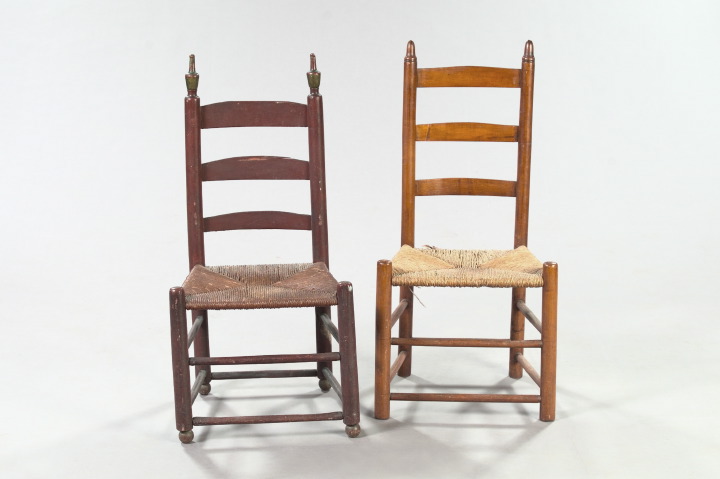 Appraisal: Two American Provincial Ladderback and Rush-Seat Plantation Chairs mid- th