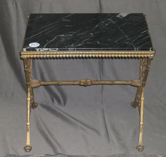 Appraisal: Late Victorian Cast-Iron Gold-Painted and Marble-Top Side Table the pierced