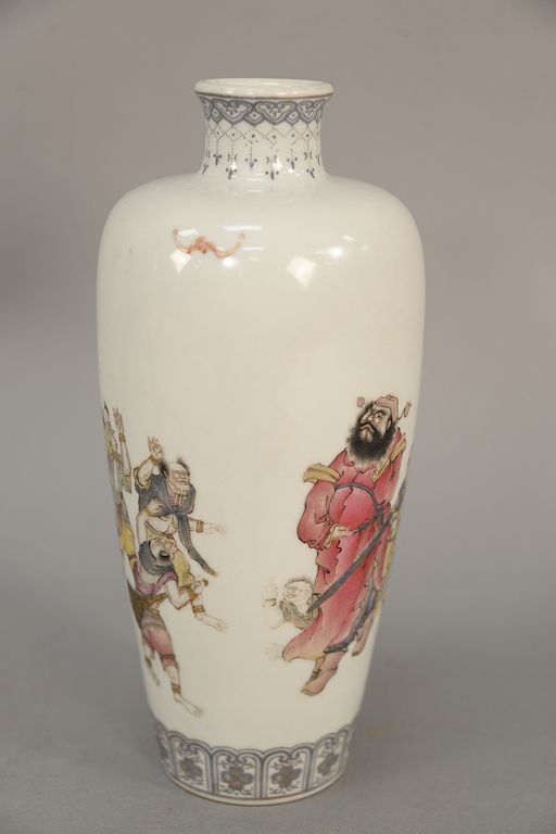 Appraisal: Republic porcelain vase having seven painted figures and blue mark