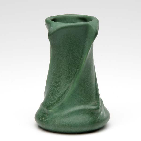 Appraisal: WELLER Matte Green twisted vase Unmarked