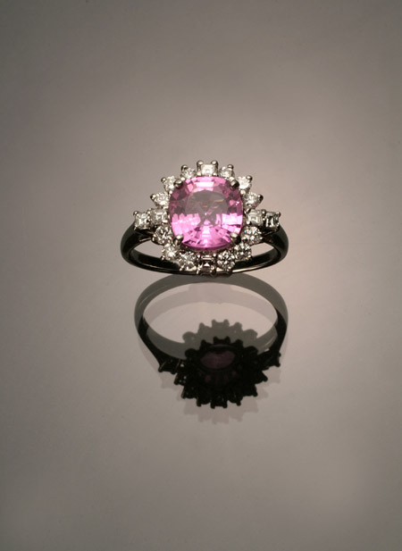 Appraisal: Platinum Pink Sapphire and Diamond Dinner Ring Set with a