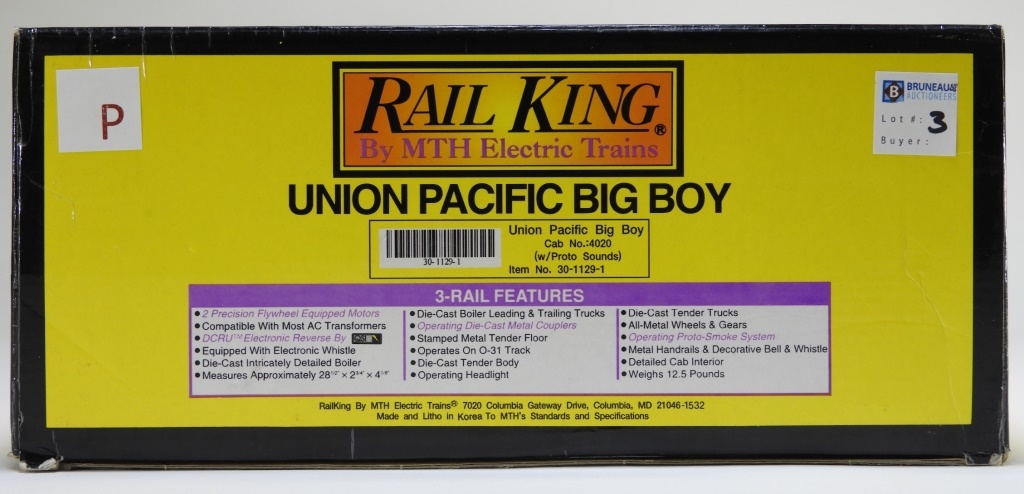 Appraisal: RAIL KING UNION PACIFIC BIG BOY O GAUGE LOCOMOTIVE Item