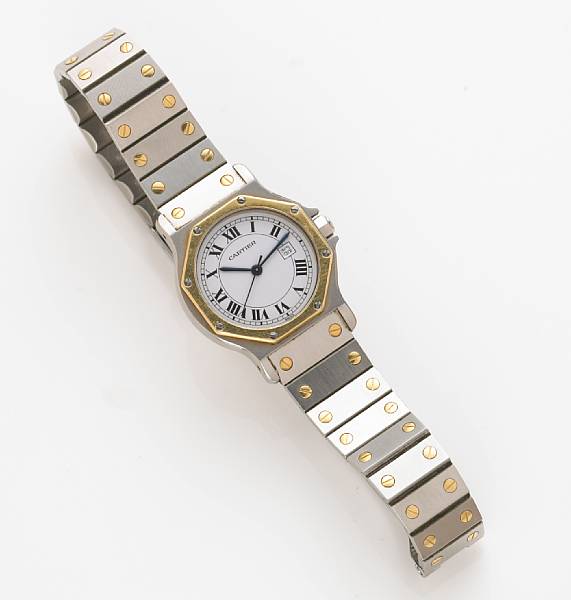 Appraisal: A Cartier de Santos Swiss automatic k gold and stainless