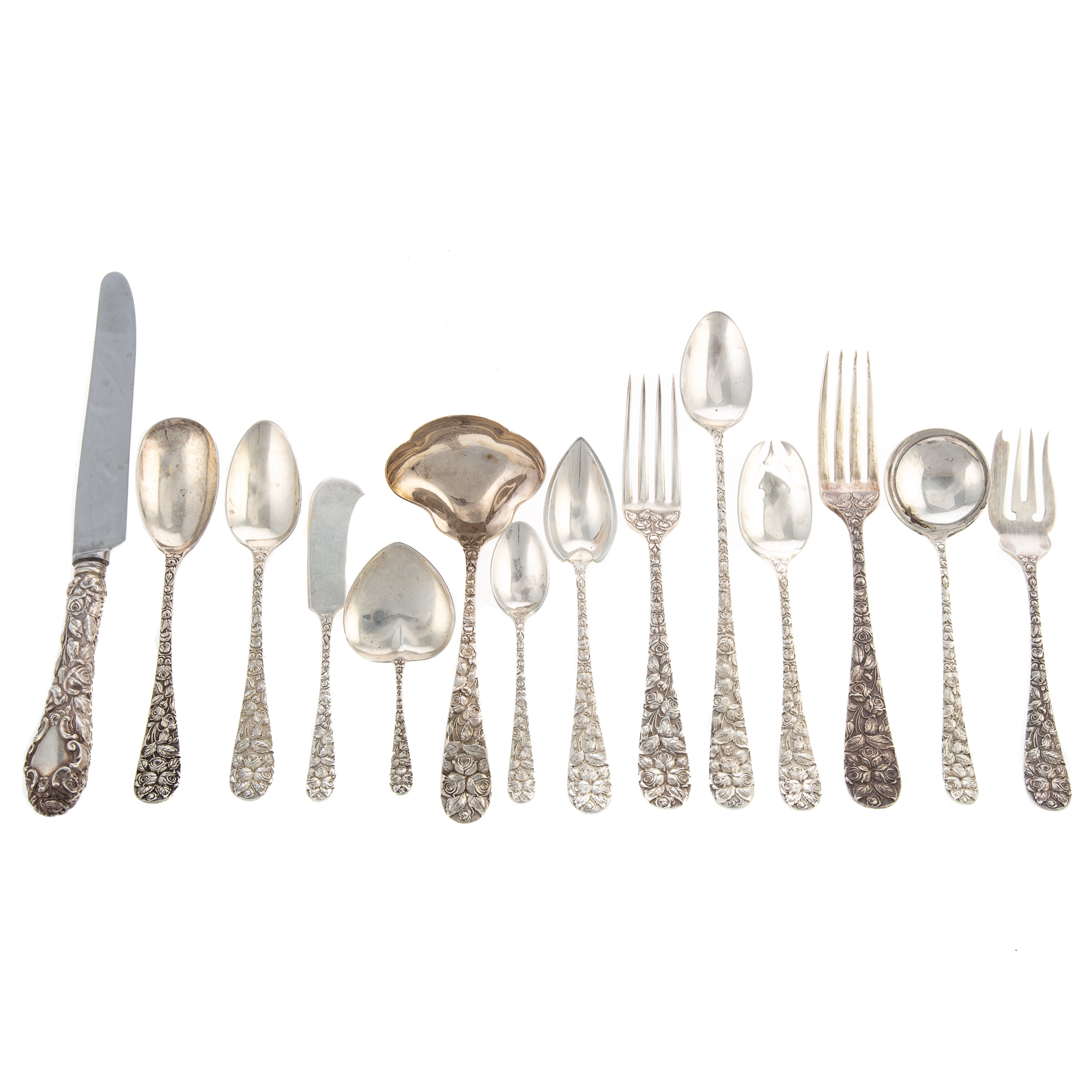 Appraisal: SCHOFIELD STERLING BALTIMORE ROSE FLATWARE SERVICE Service for twelve including