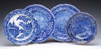 Appraisal: LOT OF FOUR STAFFORDSHIRE PLATES Lot includes a pair of