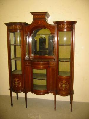 Appraisal: A LATE VICTORIAN MAHOGANY DISPLAY CABINET crossbanded with stringing and