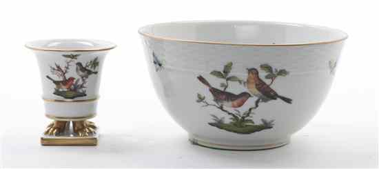 Appraisal: Two Herend Porcelain Articles in the Rothschild Bird pattern comprising