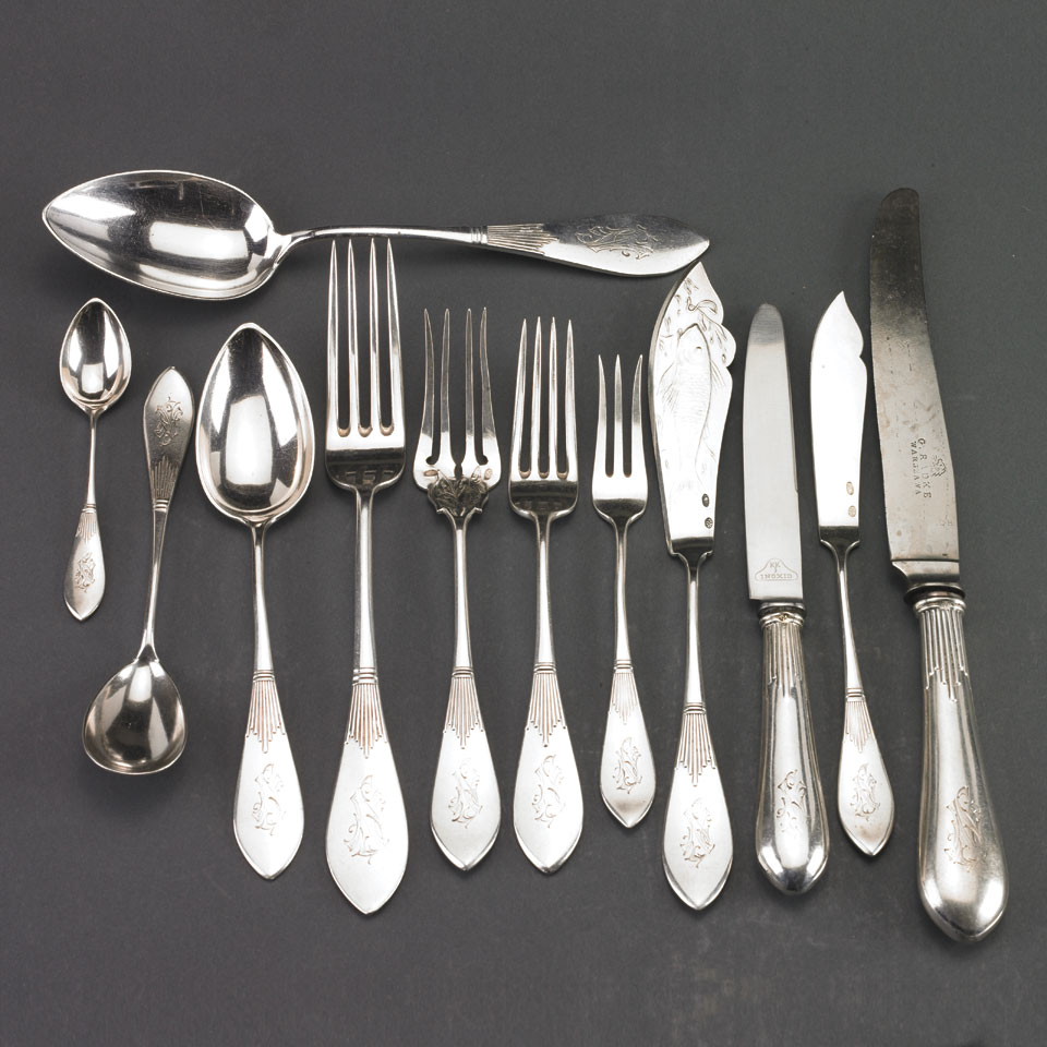 Appraisal: Polish Silver Flatware Service Warsaw early th century comprising one