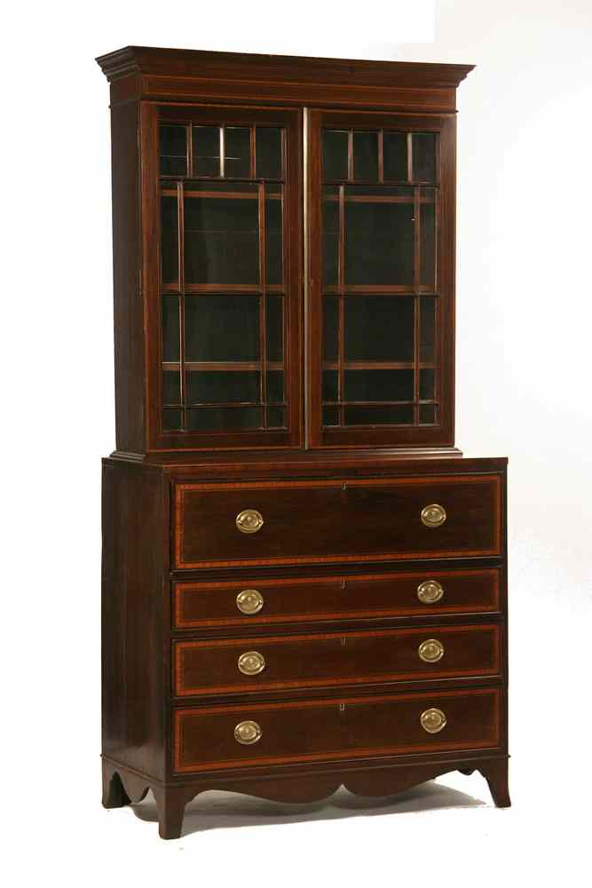 Appraisal: GEORGE III STYLE SECRETARY - George III Style Inlaid Mahogany