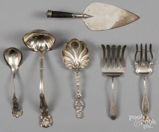 Appraisal: Six sterling and coin silver serving utensil Miscellaneous flatware to