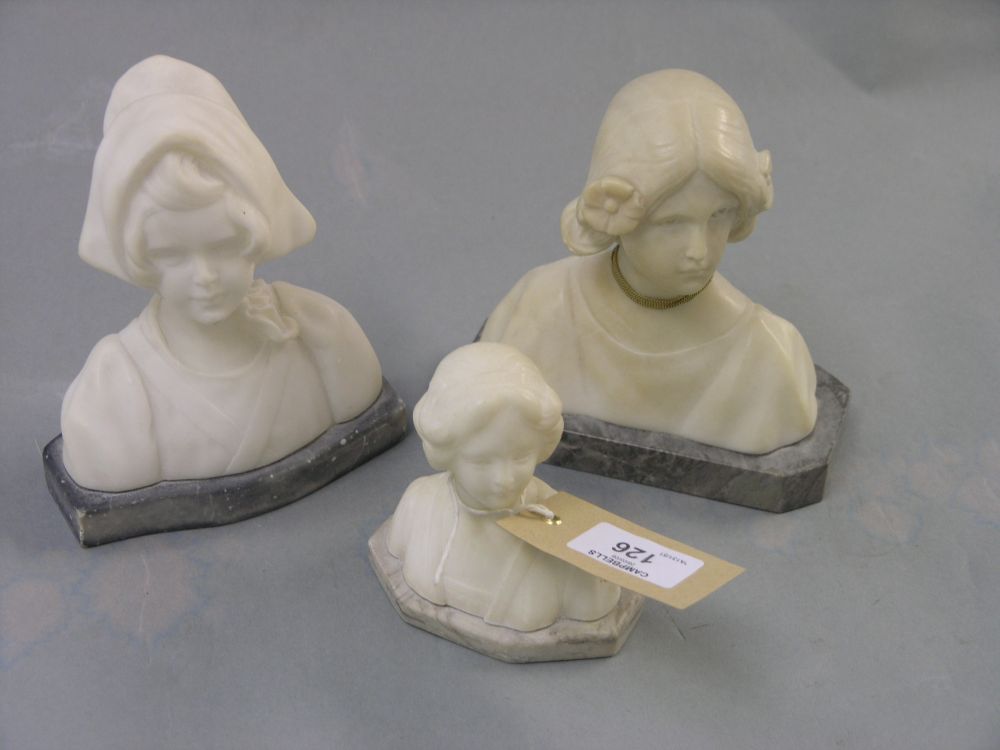 Appraisal: Three carved alabaster portrait busts each in the form of