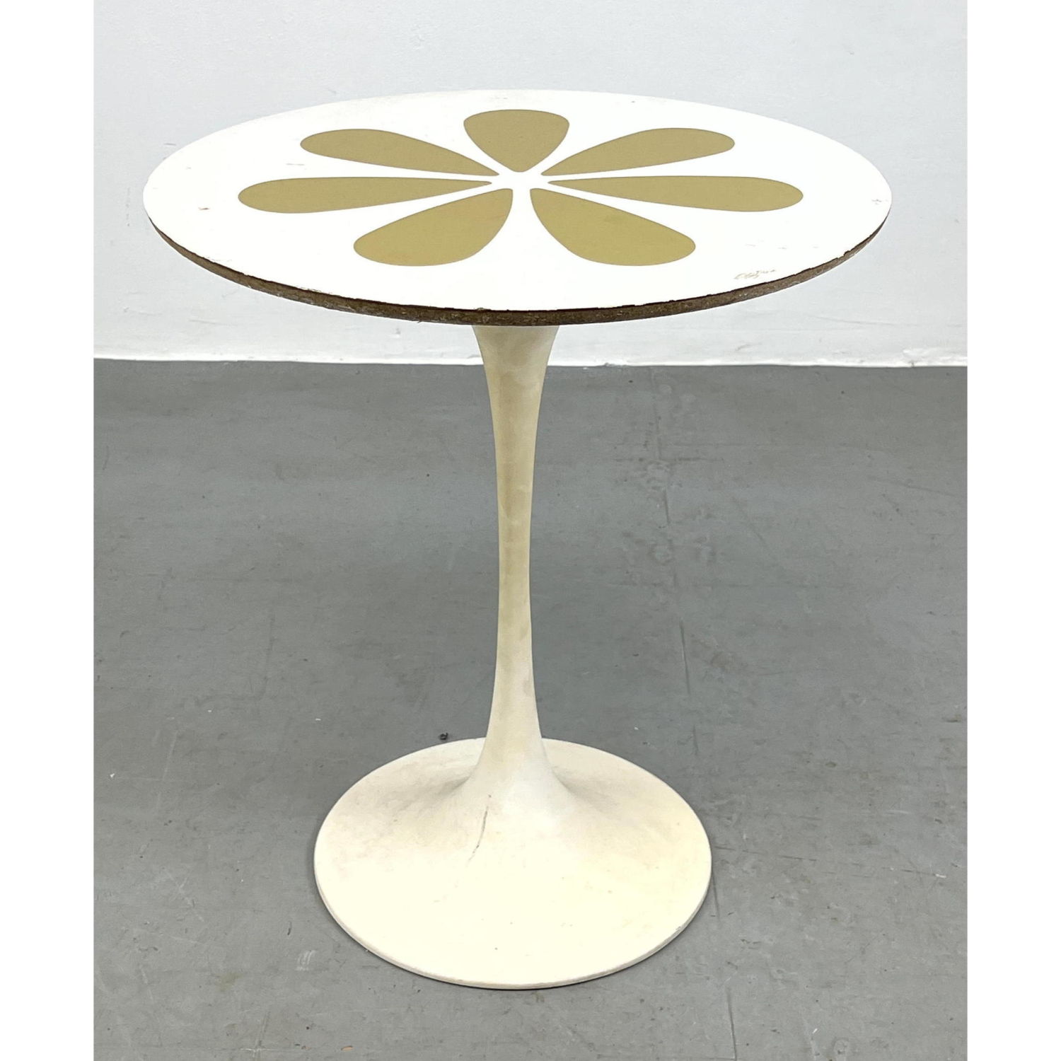 Appraisal: Saarinen style Tulip Laminate Top Side Table White Laminate top