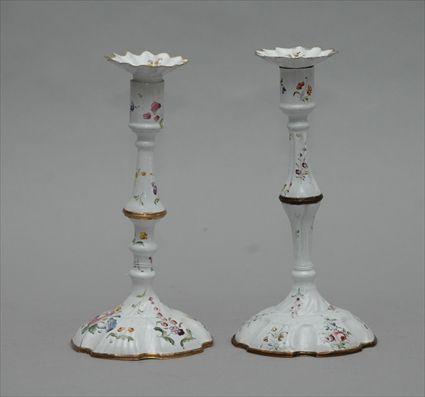 Appraisal: Pair of Enamel Candlesticks